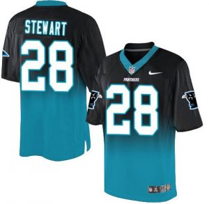 Nike Panthers #28 Jonathan Stewart Black Blue Men's Stitched NFL Elite Fadeaway Fashion Jersey