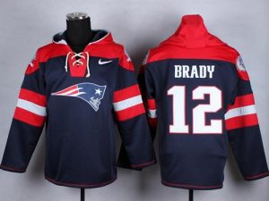 Nike Patriots #12 Tom Brady Navy Blue Player Pullover NFL Hoodie