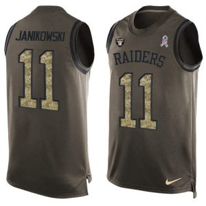 Nike Raiders #11 Sebastian Janikowski Green Men's Stitched NFL Limited Salute To Service Tank Top Jersey