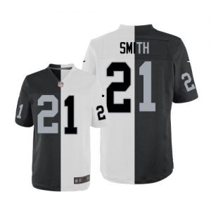 Nike Raiders #21 Sean Smith White Black Men's Stitched NFL Elite Split Jersey