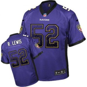 Nike Ravens #52 Ray Lewis Purple Team Color Men's Embroidered NFL Elite Drift Fashion Jersey