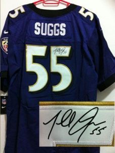 Nike Ravens #55 Terrell Suggs Purple Team Color Men's Embroidered NFL Elite Autographed Jersey