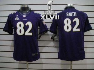 Nike Ravens #82 Torrey Smith Purple Team Color Super Bowl XLVII Youth Embroidered NFL Limited Jersey