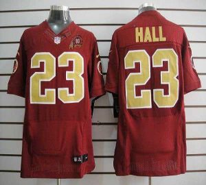 Nike Redskins #23 DeAngelo Hall Red(Gold Number) 80TH Patch Men's Embroidered NFL Elite Jersey