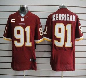 Nike Redskins #91 Ryan Kerrigan Burgundy Red Team Color With C Patch Men's Embroidered NFL Elite Jersey