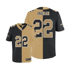 Nike Saints #22 Mark Ingram Black Gold Men's Stitched NFL Elite Split Jersey