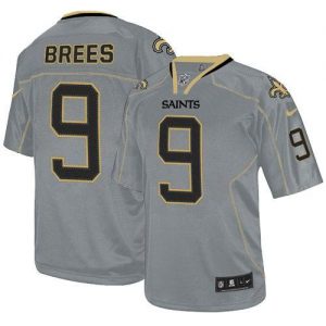 Nike Saints #9 Drew Brees Lights Out Grey Men's Embroidered NFL Elite Jersey