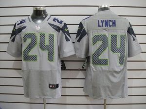 Nike Seahawks #24 Marshawn Lynch Grey Alternate Men's Embroidered NFL Elite Jersey