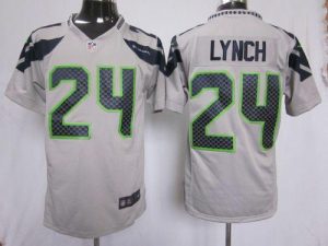 Nike Seahawks #24 Marshawn Lynch Grey Alternate Men's Embroidered NFL Game Jersey