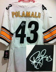 Nike Steelers #43 Troy Polamalu White Men's Embroidered NFL Elite Autographed Jersey