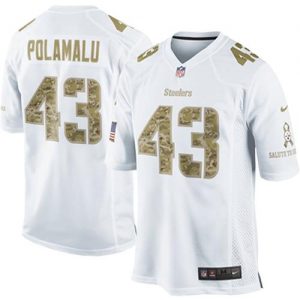 Nike Steelers #43 Troy Polamalu White Men's Stitched NFL Limited Salute to Service Jersey