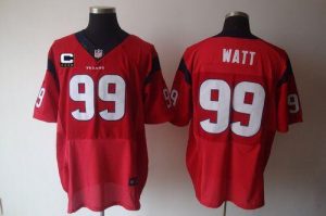 Nike Texans #99 J.J. Watt Red Alternate With C Patch Men's Embroidered NFL Elite Jersey