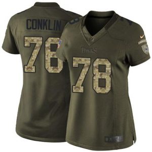 Nike Titans #78 Jack Conklin Green Women's Stitched NFL Limited Salute to Service Jersey