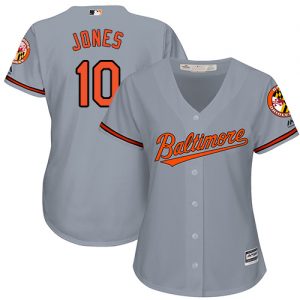 Orioles #10 Adam Jones Grey Road Women's Stitched MLB Jersey