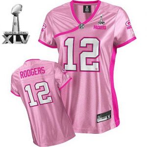 Packers #12 Aaron Rodgers Pink Lady Bowl Super Bowl XLV Embroidered NFL Jersey