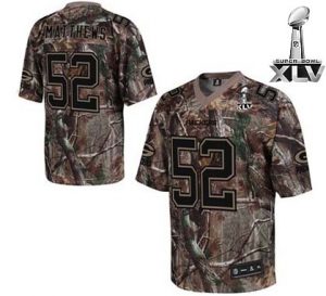 Packers #52 Clay Matthews Camouflage Realtree Super Bowl XLV Embroidered NFL Jersey