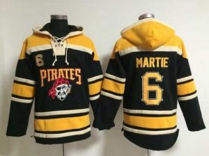 Pirates #6 Starling Marte Black Sawyer Hooded Sweatshirt MLB Hoodie