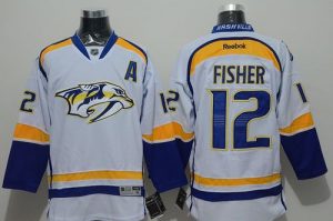 Predators #12 Mike Fisher White Road Stitched NHL Jersey