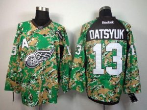 Red Wings #13 Pavel Datsyuk Camo Veterans Day Practice Stitched NHL Jersey