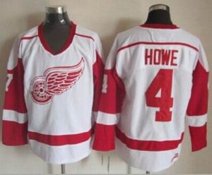 Red Wings #4 Gordie Howe White CCM Throwback Stitched NHL Jersey