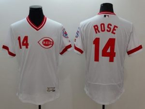 Reds #14 Pete Rose White Flexbase Authentic Collection Cooperstown Stitched MLB Jersey