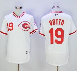 Reds #19 Joey Votto White Flexbase Authentic Collection Cooperstown Stitched MLB Jersey