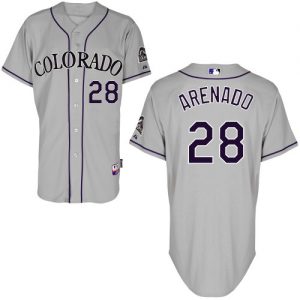 Rockies #28 Nolan Arenado Grey Road Women's Stitched MLB Jersey