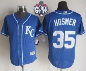 Royals #35 Eric Hosmer Blue Alternate 2 New Cool Base W 2015 World Series Patch Stitched MLB Jersey