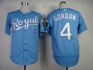 Royals #4 Alex Gordon Light Blue Cool Base Stitched MLB Jersey