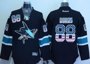 Sharks #88 Brent Burns Black USA Flag Fashion Stitched NHL Jersey