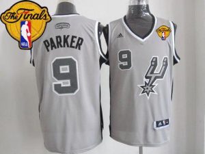 Spurs #9 Tony Parker Grey Alternate Finals Patch Stitched NBA Jersey