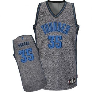 Thunder #35 Kevin Durant Grey Static Fashion Embroidered NBA Jersey