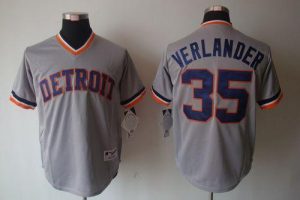 Tigers #35 Justin Verlander Grey 1970's Turn Back The Clock Stitched MLB Jersey