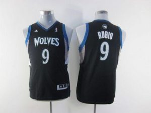 Timberwolves #9 Ricky Rubio Black Stitched Youth NBA Jersey