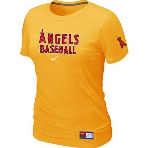 Women's Los Angeles Angels Nike Short Sleeve Practice MLB T-Shirts Yellow