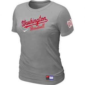 Women's MLB Washington Nationals Light Grey Nike Short Sleeve Practice T-Shirt