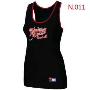 Women's Nike Minnesota Twins Tri-Blend Racerback Stretch Tank Top Black