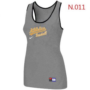 Women's Nike Oakland Athletics Tri-Blend Racerback Stretch Tank Top Light Grey