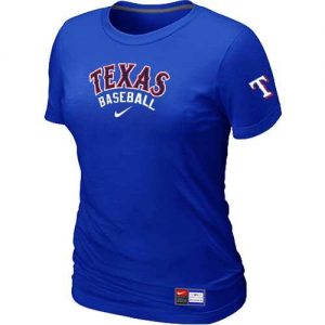 Women's Texas Rangers Nike Short Sleeve Practice MLB T-Shirts Blue