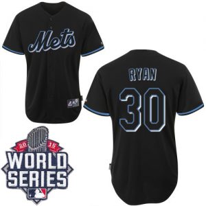 Mets #30 Nolan Ryan Black Fashion W 2015 World Series Patch Stitched MLB Jersey