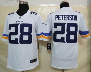 Nike Vikings #28 Adrian Peterson White Men's Embroidered NFL Limited Jersey